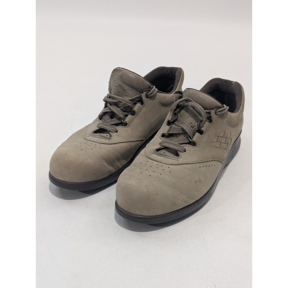 SAS Carvela Checker Taupe Suede Trainers Minimalist Woven Panel Shoes Women's 10